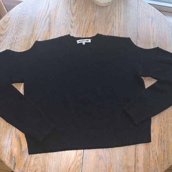 ALEXANDER McQUEEN wool cashmere cold shoulder black sweater/L - Picture 1 of 6